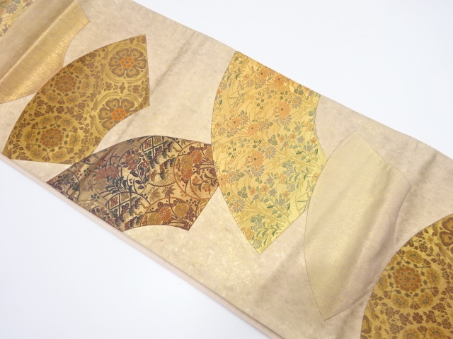 JAPANESE KIMONO / VINTAGE FUKURO OBI / SILK / WOVEN FLORAL PLANTS